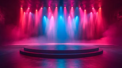 Gardinen Modern dance stage light background with spotlight for modern dance production stage. Empty stage with dynamic color washes.  © Clipart Collectors