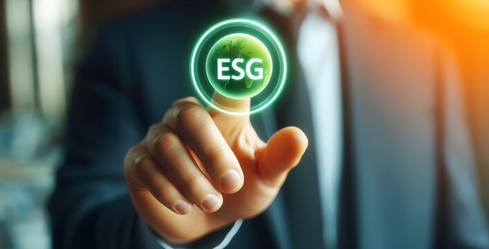 ESG icon concept  for environmental, social, and governance in sustainable and ethical business on the Network. Generative AI.
