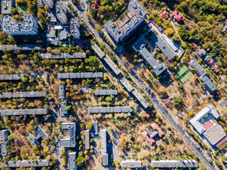 overhead shot of botanica city district in chisinau moldova