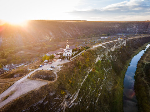 aerial view of church of Old Orhei in butuceni in moldova