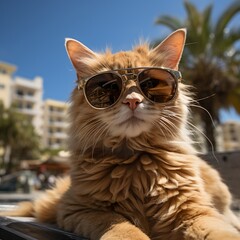 ginger cat wearing sunglasses