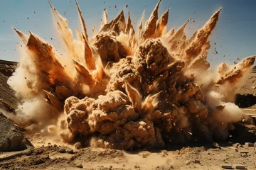 Poster Powerful explosion in the middle of the desert © Molostock