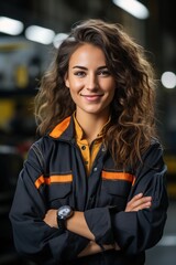 Fototapeta premium Portrait of a female mechanic smiling