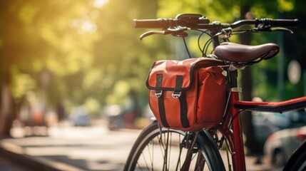 Closeup of a rear bike rack filled with panniers and a top box for commuting essentials.
