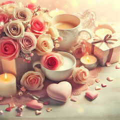 A Romantic Valentine's Day Background with Candles