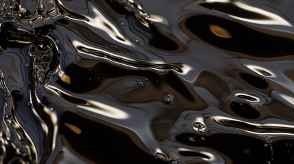 Black Liquid Surface, Abstract, Oil, Liquid, Ferrofluid. Background. oil mixed with water.