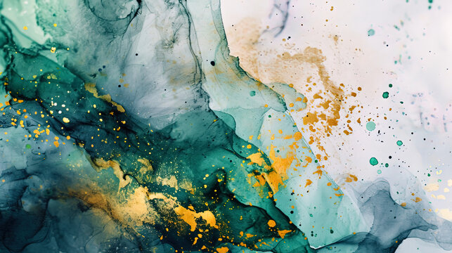 Explore the artistic interplay of colors in this clip art, featuring ink watercolor with serene pa