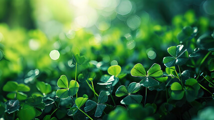 Green clover leaves create a tranquil environment, leaving room for text to convey a meaningful me