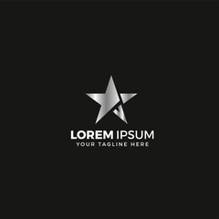Star logo Silver, vector illustration, elegant, with black background color