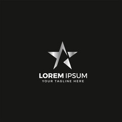 Star logo Silver, vector illustration, elegant, with black background color