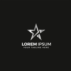 Star logo Silver, vector illustration, elegant, with black background color