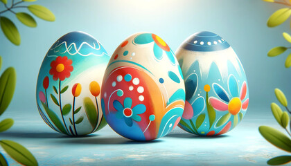 Fototapeta premium colorful easter eggs, generative AI