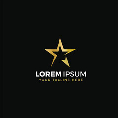 Star logo gold, vector illustration, elegant, with black background color