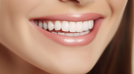 Close-Up of a Bright White Healthy Smile, Dental Care and Hygiene Concept