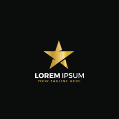 Star logo gold, vector illustration, elegant, with black background color