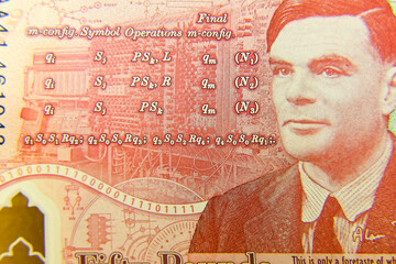 London, UK, 2 January 2024: Macro image of 50 Pound sterling banknote for design purpose close up...