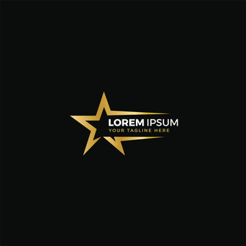 Star logo gold, vector illustration, elegant, with black background color