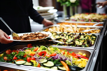 Buffet catering with various food choices - obrazy, fototapety, plakaty