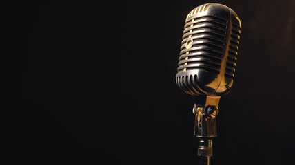 Fototapeta premium Vintage microphone on a dark background