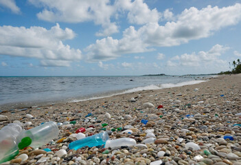 Fototapeta na wymiar Plastic Debris Found on Shore