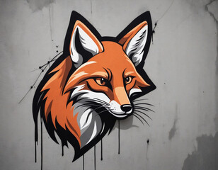 Anarchist Fox Symbol in Antifa Colors on Gray Wall