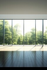 Large Glass Windows Overlooking Green Forest