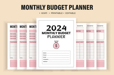 Budget monthly planner kdp interior
