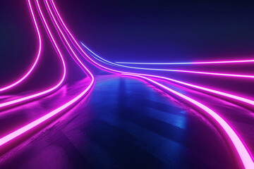 Tunnel of Neon Lights in the Dark, Vibrant Pathway Illuminated With Electric Colors