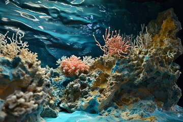 Fototapeta na wymiar Underwater Scene With Colorful Corals and Marine Life