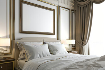 Bed With White Sheets and Pillows in a Room