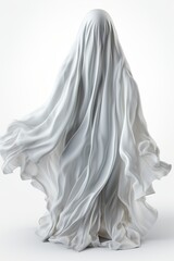 ghost sculpture white silk flowing - obrazy, fototapety, plakaty
