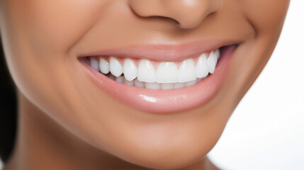Close-Up of a Bright White Healthy Smile, Dental Care and Hygiene Concept
