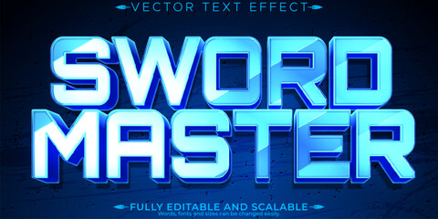 Obraz premium Editable text effect sword, 3d metallic and shiny font style