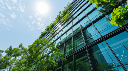 Sustainable green building. Eco-friendly building. Ai Generative - obrazy, fototapety, plakaty