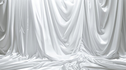 elegant curtain wrinkle background white color. Ai Generative - obrazy, fototapety, plakaty