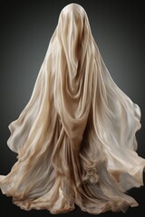Statue of a ghost bride covered with a flowing veil