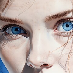 Portrait of a young woman with blue eyes