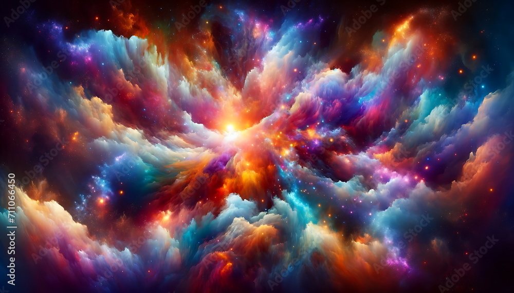 Wall mural mesmerizing background with a dance of colors and blending galaxies in abstract beauty background wa