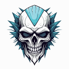 Skull in cartoon, doodle style. Image for t shirt. Isolated 2d vector illustration in logo, icon, sketch style, Eps 10. AI Generative