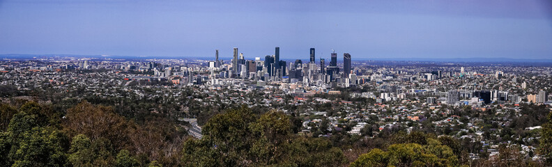 Naklejka premium Brisbane Skyline: A Panoramic View