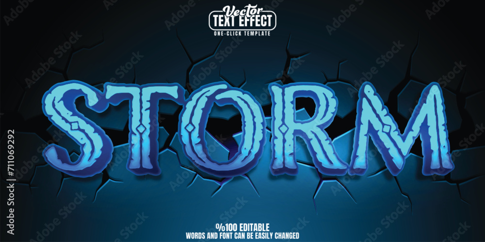 Poster storm editable text effect, customizable thor and viking 3d font style