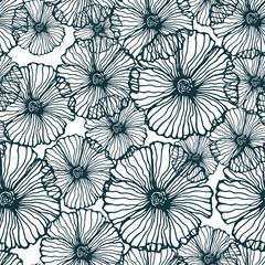 Seamless patterns. A set of summer flowers is a simple flat modern pattern. A collection of floral textures for textiles and fashion design. Botanical print.