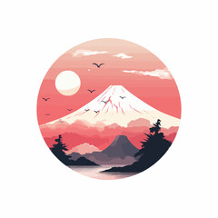 japanese mountain fuji landscape outdoor view logo vector design illustration