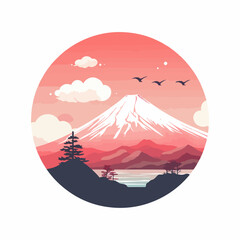 japanese mountain fuji landscape outdoor view logo vector design illustration - obrazy, fototapety, plakaty
