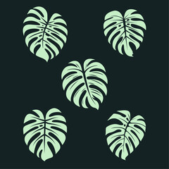 vector set of monstera leaf nursery plant logo illustration