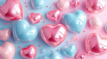 Valentine Background with hearts. 3D