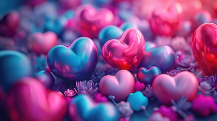 Obraz premium Valentine Background with hearts. 3D