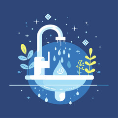 nature earth logo vector flat design illustration for Earth day World Water Day