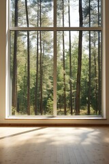 Large Glass Window Overlooking a Lush Green Forest