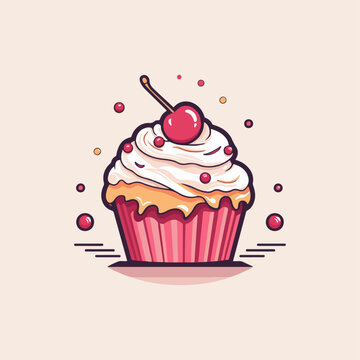 food mascot cupcake logo vector illustration isolated with sweet color background for logo shop